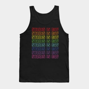 Stares In Gay Rainbow Block Text Tank Top